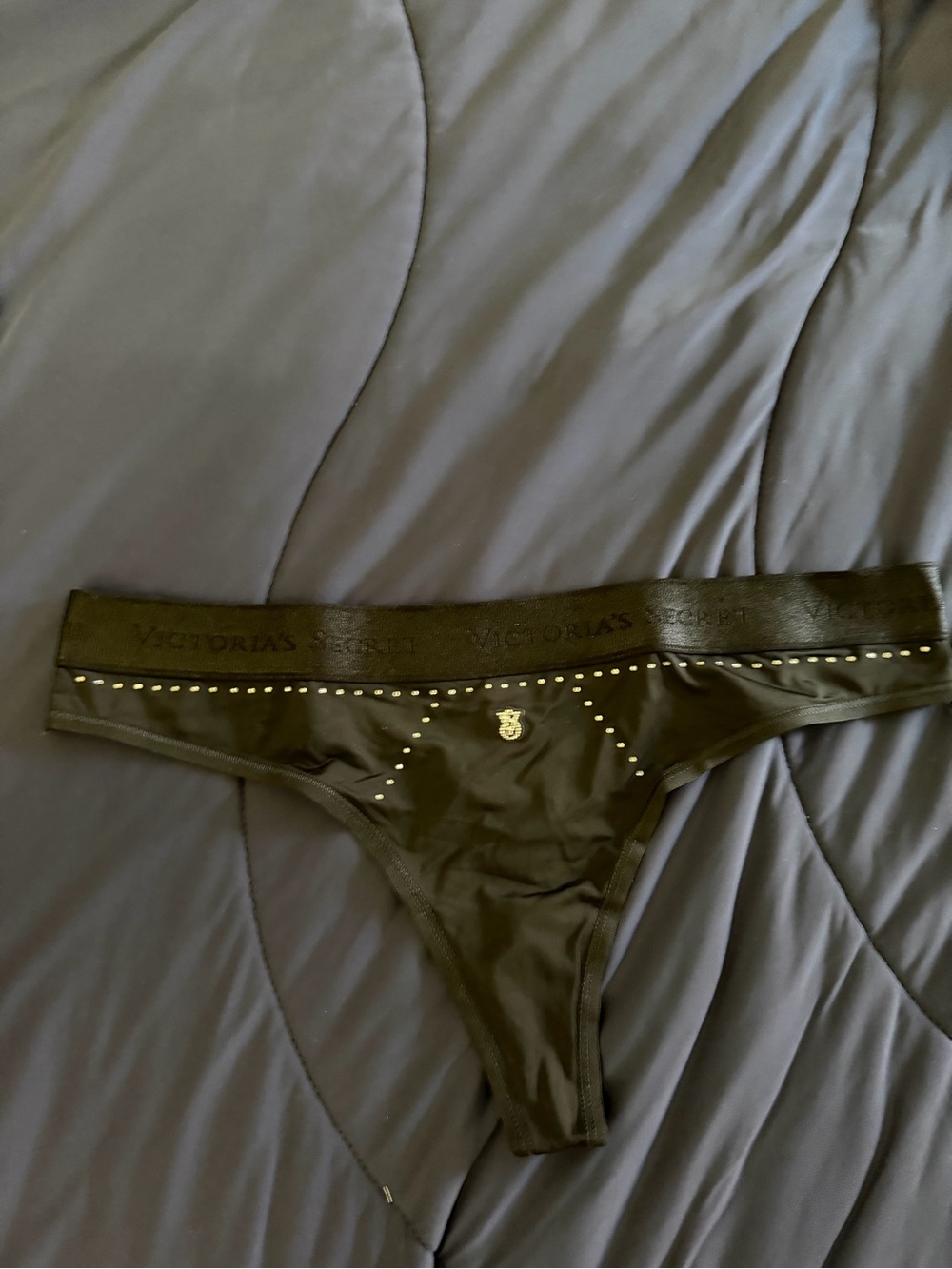 Victoria's Secret Black satin bling Thong